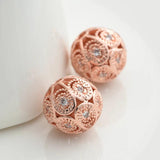 4pcs 8mm Mix Round Brass Zircon Ball Beads for DIY Jewelry Making