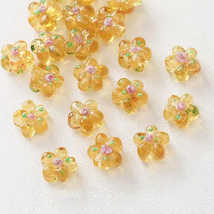 10PCS Glaze Flower Beads Pendant Charms Jewelry Making DIY Earrings Glass Bead