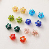 10PCS Glaze Flower Beads Pendant Charms Jewelry Making DIY Earrings Glass Bead