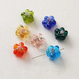 10PCS Glaze Flower Beads Pendant Charms Jewelry Making DIY Earrings Glass Bead