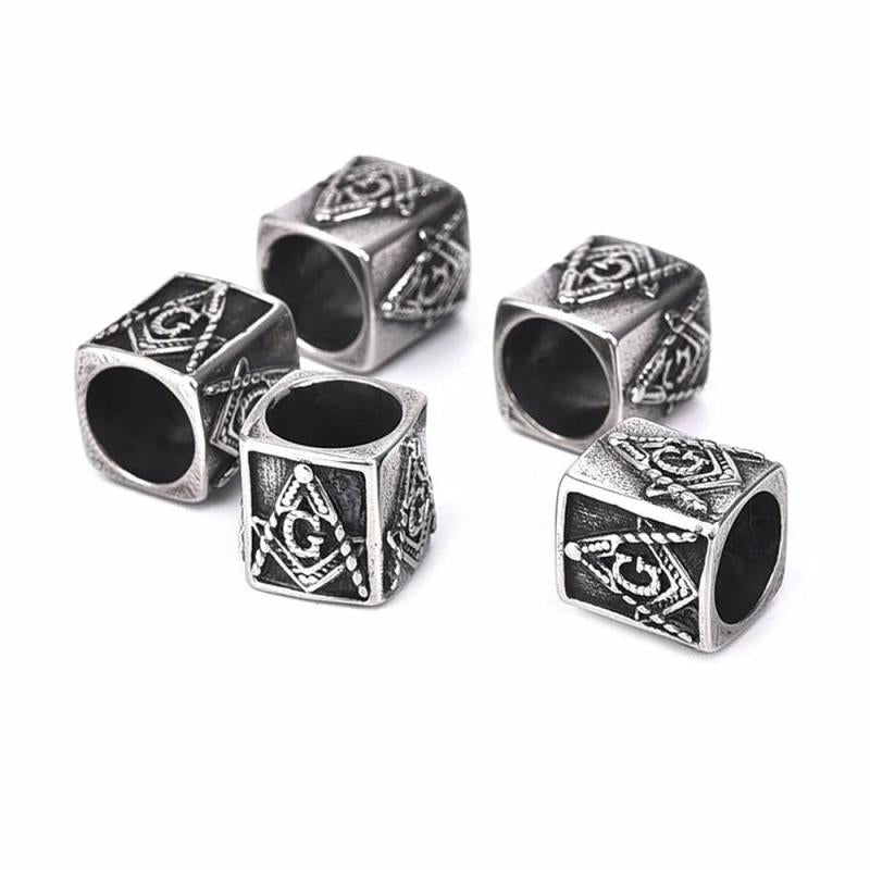 Metal Antique Silver Plating Big Hole Masonic Beads