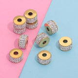 10pcs Rhinestones Beads Spacer Beads Stainless Steel for Jewelry Making