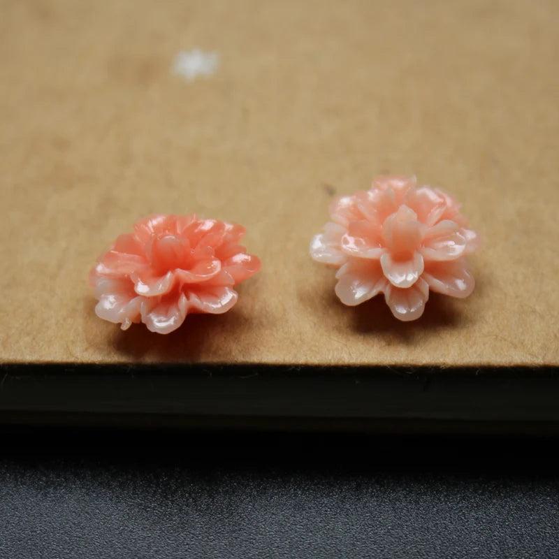 10Pcs 17mm Coral Polychrome Flower Beads Multi-color Loose Beads