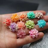 10Pcs 17mm Coral Polychrome Flower Beads Multi-color Loose Beads