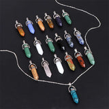 5pcs Reiki Hexagonal Pendant Natural Stone Crystal Pendant