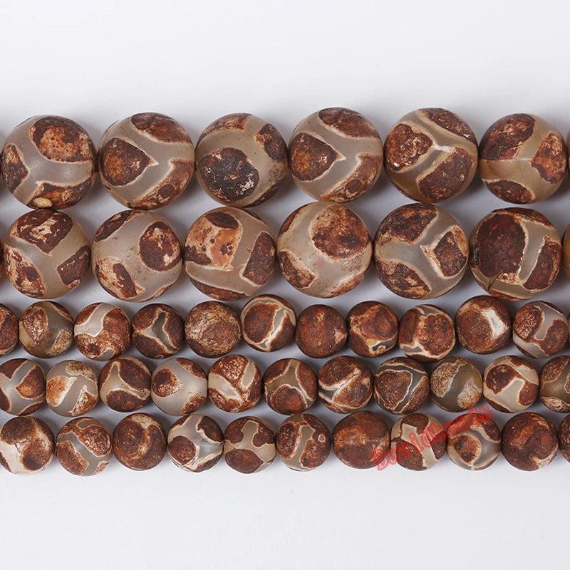 Carnelian Tibetan Dzi Football Round Beads 6 8 10mm DIY Bracelet Pendant