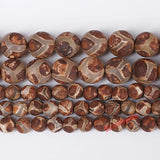 Carnelian Tibetan Dzi Football Round Beads 6 8 10mm DIY Bracelet Pendant