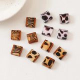4PCS 16*15mm Glazed Beads Leopard Print Pendant Glass Charms for Diy Earrings