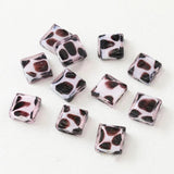 4PCS 16*15mm Glazed Beads Leopard Print Pendant Glass Charms for Diy Earrings