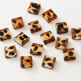 4PCS 16*15mm Glazed Beads Leopard Print Pendant Glass Charms for Diy Earrings