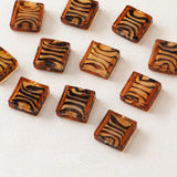 4PCS 16*15mm Glazed Beads Leopard Print Pendant Glass Charms for Diy Earrings