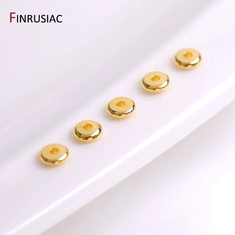 Round Flat Beads Plated Spacer Brass Beads DIY Bracelet High Jewelry Making