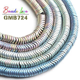 6mm Matte Multicolor Hematite Stone Spacer Beads 15 Inches