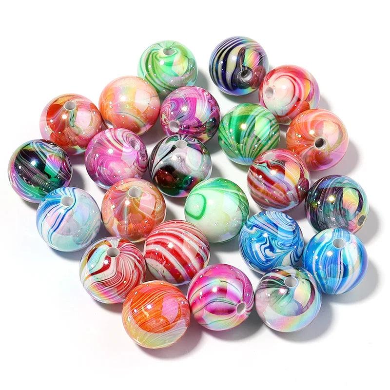 Wood Grain Acrylic Beads 20mm 10pcs for Bracelet Necklace Making