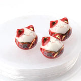 14mm V-neck Cat Ceramic Beads Multiple Colors Loose Beads Jewelry Making DIY