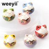 14mm V-neck Cat Ceramic Beads Multiple Colors Loose Beads Jewelry Making DIY