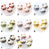 14mm V-neck Cat Ceramic Beads Multiple Colors Loose Beads Jewelry Making DIY