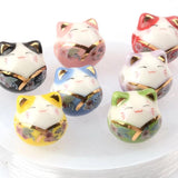 14mm V-neck Cat Ceramic Beads Multiple Colors Loose Beads Jewelry Making DIY