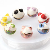 14mm V-neck Cat Ceramic Beads Multiple Colors Loose Beads Jewelry Making DIY
