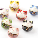 14mm V-neck Cat Ceramic Beads Multiple Colors Loose Beads Jewelry Making DIY
