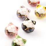 14mm V-neck Cat Ceramic Beads Multiple Colors Loose Beads Jewelry Making DIY