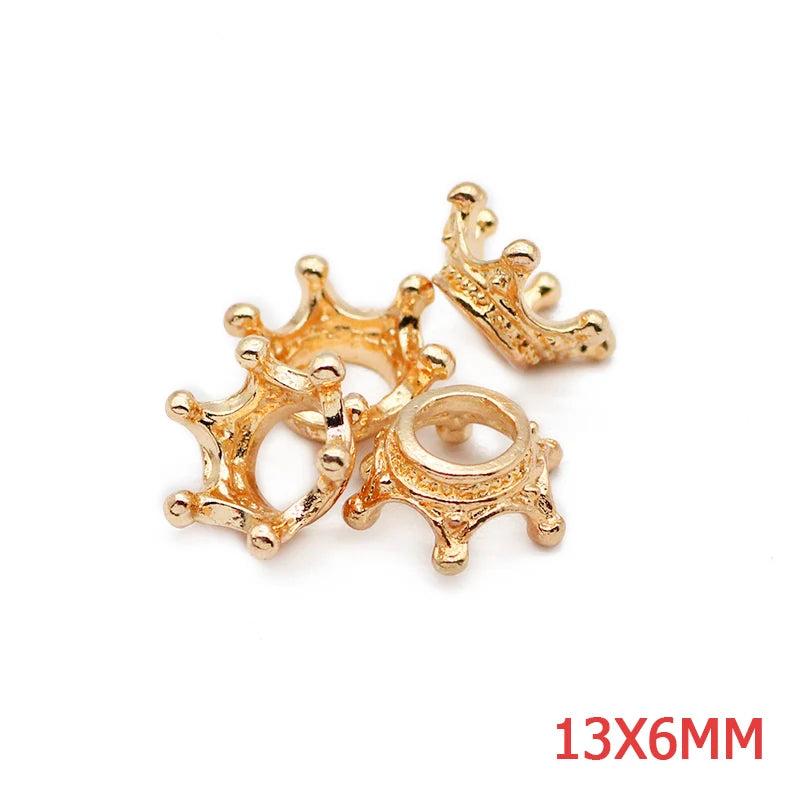 50pcs Alloy Metal Crown Spacer Charms Bronze Beads For Jewelry Making