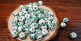 50Pcs 10mm Ceramic Beads Flower Pattern for Jewelry Making