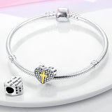 Prayer Cross Heart Charm for 3mm Bracelet Necklace Pendant Silver