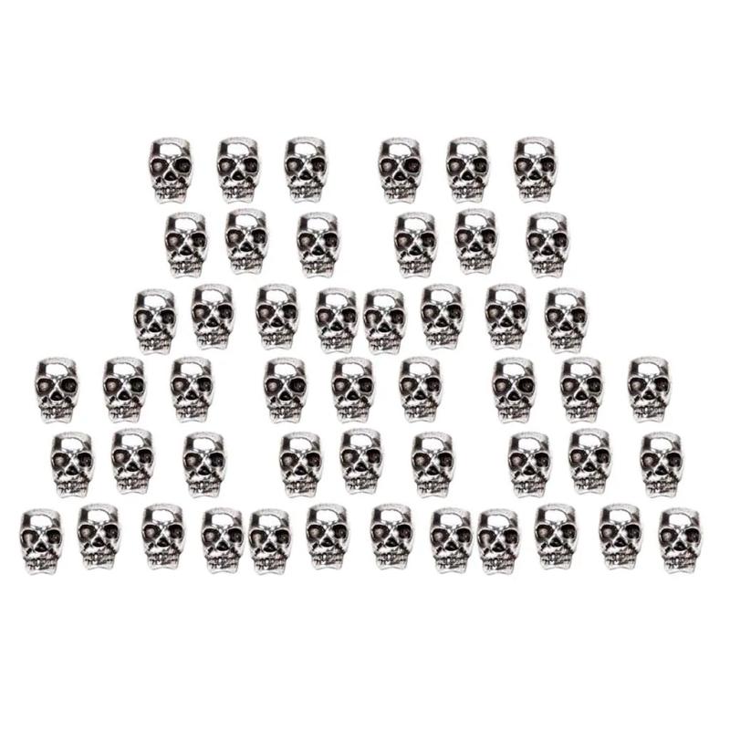 50pcs Large Hole Skull Spacer Beads for Jewelry Making