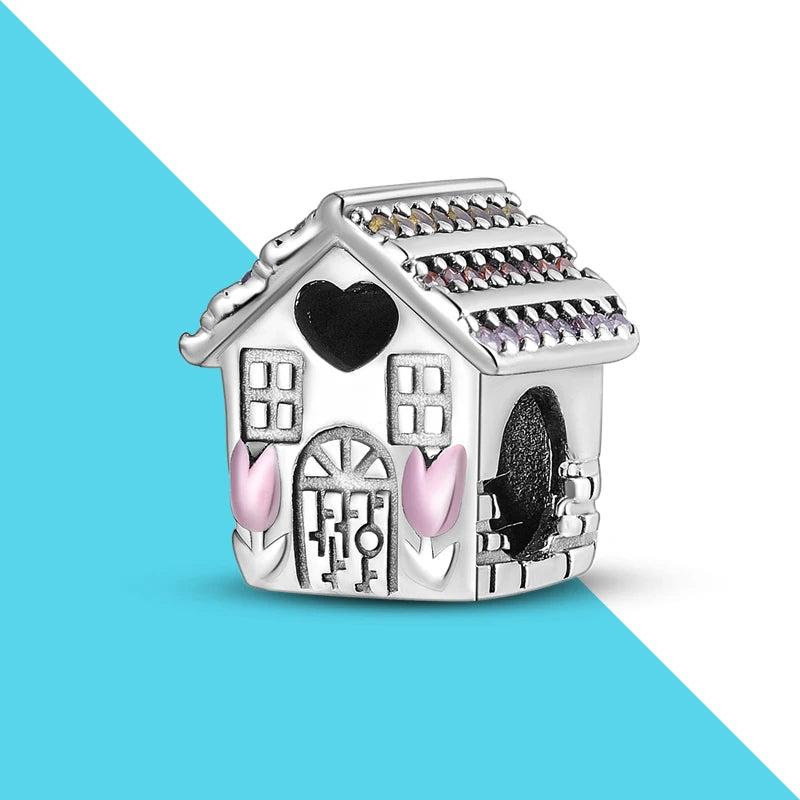 Silver House Charms for Bracelet Making DIY