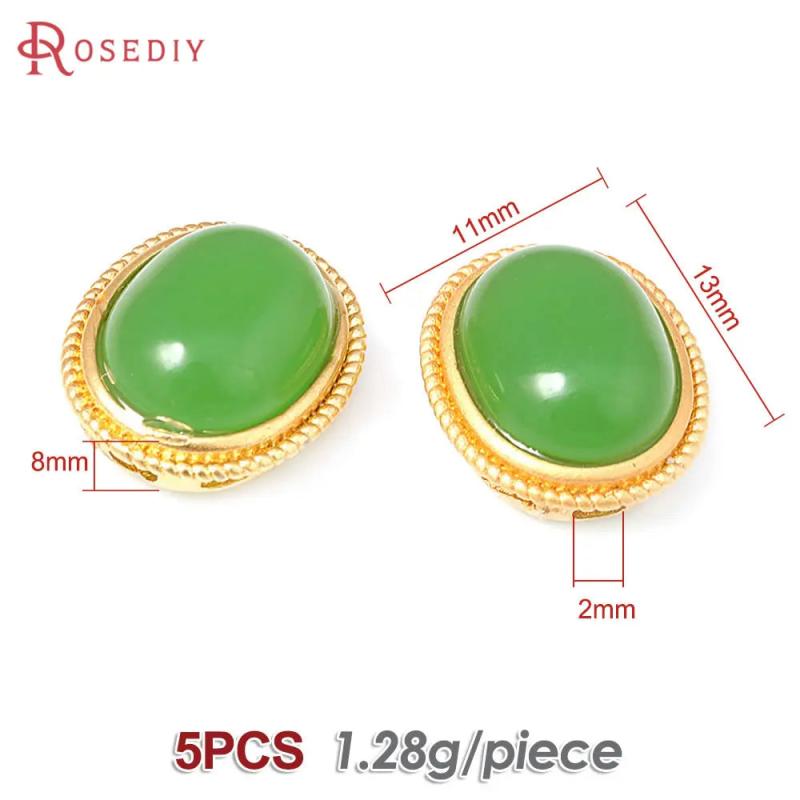 5PCS Matte Brass Oval Vintage Style Beads Bracelets Spacer Beads