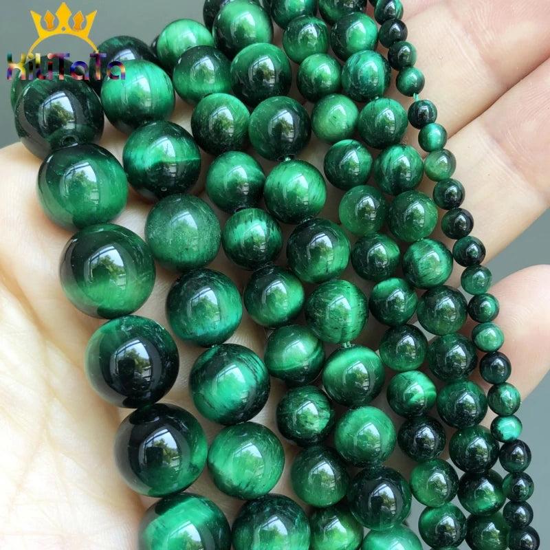 Green Tiger Eye Round Stone Beads 15'' 4 6 8 10 12mm
