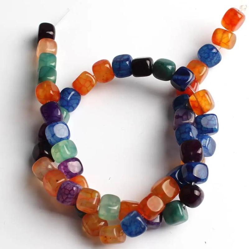Square Natural Agat Amazonite Unakite Loose Stone Beads 15''
