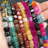Square Natural Agat Amazonite Unakite Loose Stone Beads 15''