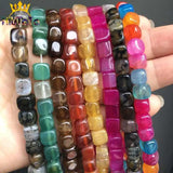 Square Natural Agat Amazonite Unakite Loose Stone Beads 15''