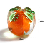 Lampwork Glass Beads Persimmon Green Orange 10PCs