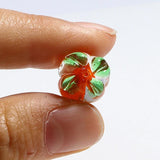 Lampwork Glass Beads Persimmon Green Orange 10PCs
