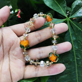 Lampwork Glass Beads Persimmon Green Orange 10PCs