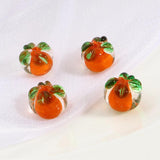Lampwork Glass Beads Persimmon Green Orange 10PCs