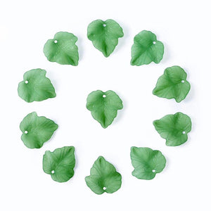 100Pcs Frosted Acrylic Grape Leaf Charms Pendants Jewelry DIY Earrings Findings