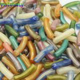 20Pcs Acrylic Curved Tube Loose Beads Pearlescent Vintage Gemstone Slide Beaded