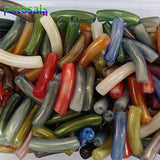 20Pcs Acrylic Curved Tube Loose Beads Pearlescent Vintage Gemstone Slide Beaded