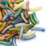 20Pcs Acrylic Curved Tube Loose Beads Pearlescent Vintage Gemstone Slide Beaded