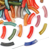 20Pcs Acrylic Curved Tube Loose Beads Pearlescent Vintage Gemstone Slide Beaded