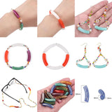 20Pcs Acrylic Curved Tube Loose Beads Pearlescent Vintage Gemstone Slide Beaded