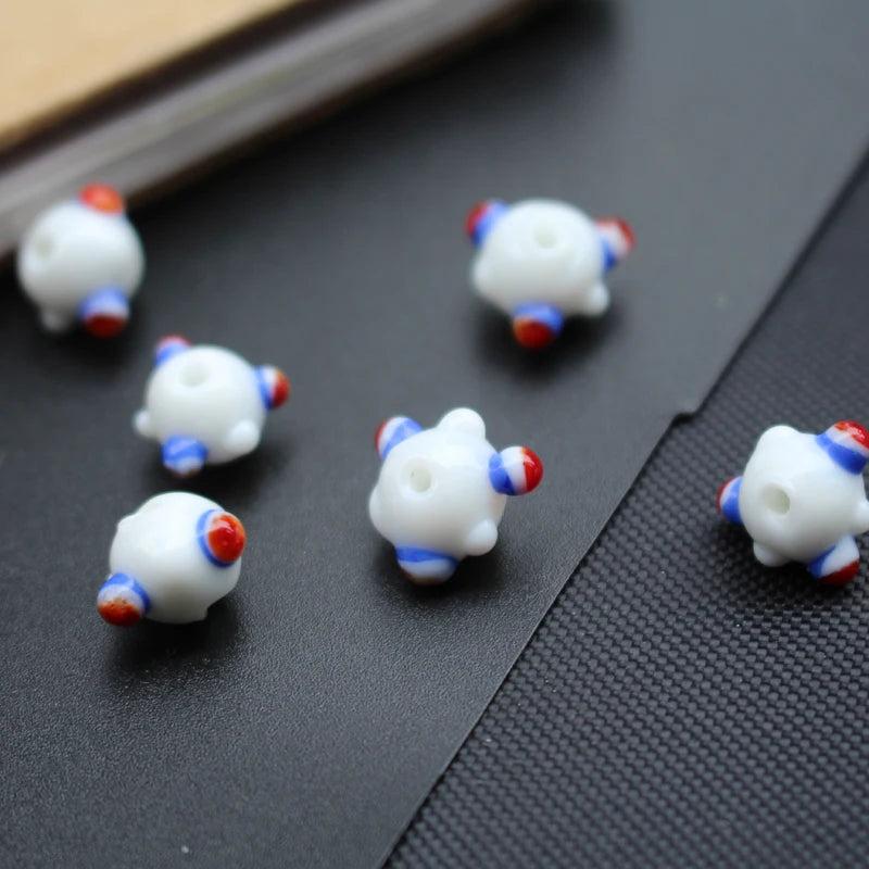 20Pcs Lampwork Glass Beads With Dots Multi-colors