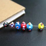 20Pcs Lampwork Glass Beads With Dots Multi-colors