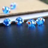 20Pcs Lampwork Glass Beads With Dots Multi-colors