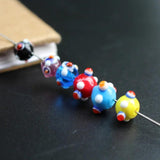 20Pcs Lampwork Glass Beads With Dots Multi-colors
