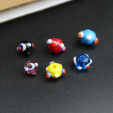 20Pcs Lampwork Glass Beads With Dots Multi-colors